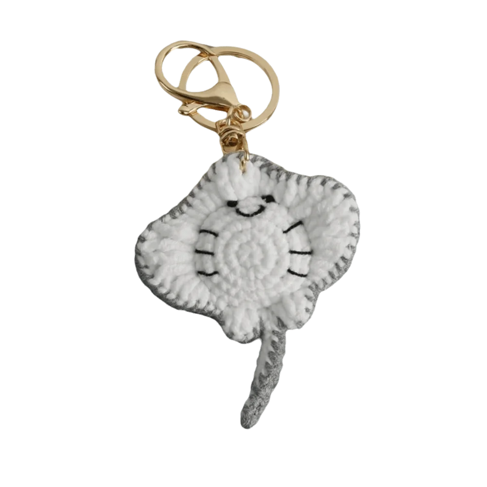 Wool Making Knitted Manta Ray Keychain Handmade Cartoon Crocheted Keychain Weaved Cute Marine Crochet Pendants Couple
