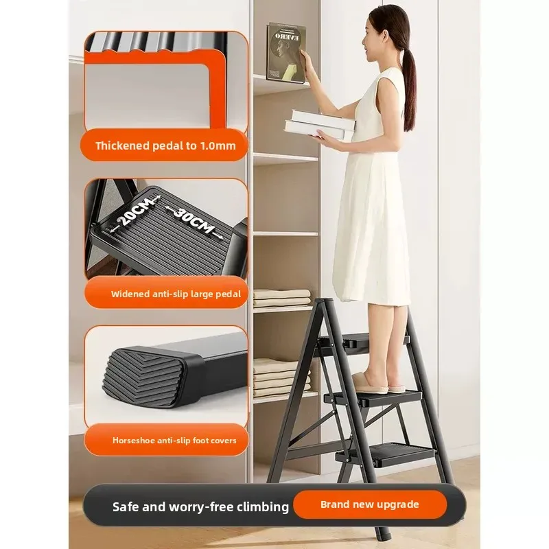 for German Household Folding Telescopic Thickened Herringbone Ladder Indoor Multi-functional 3 or 4 Step Climbing Ladder