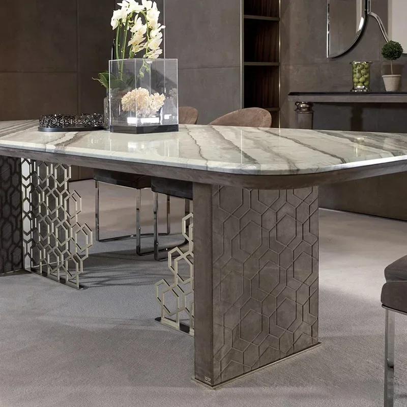 Italian light luxury marble dining table