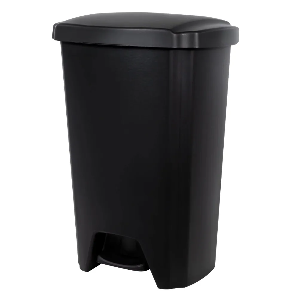 

12.1 Gallon Trash Can, Plastic Step On Kitchen Trash Can, Black