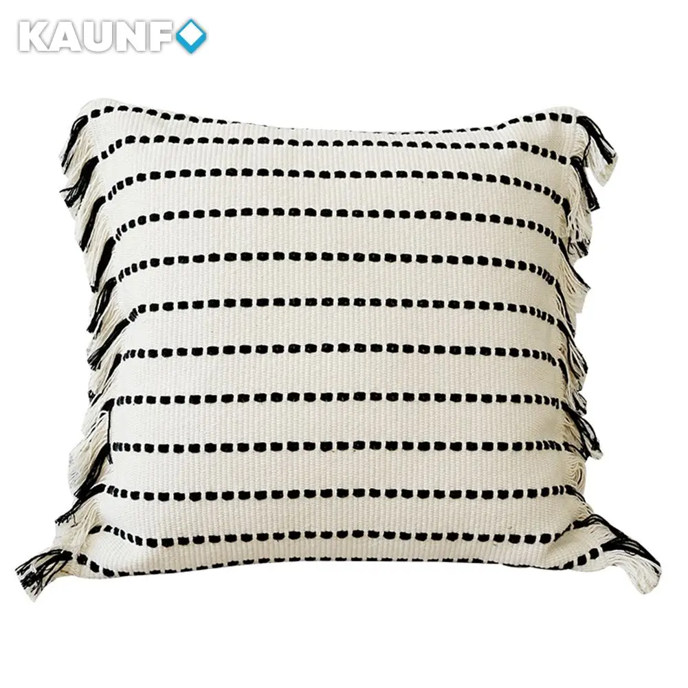 

KAUNFO Modern Style Cushion Cover Line Tassel Pillowcases 30x50cm/45x45cm Decorative Pillow Case 1PC