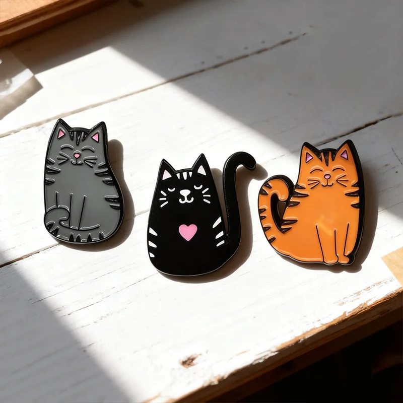 Creative Cute Cat Cartoon Baking Paint Brooch Metal Accessories Interesting Animal Decorations Clothing Backpack Simple