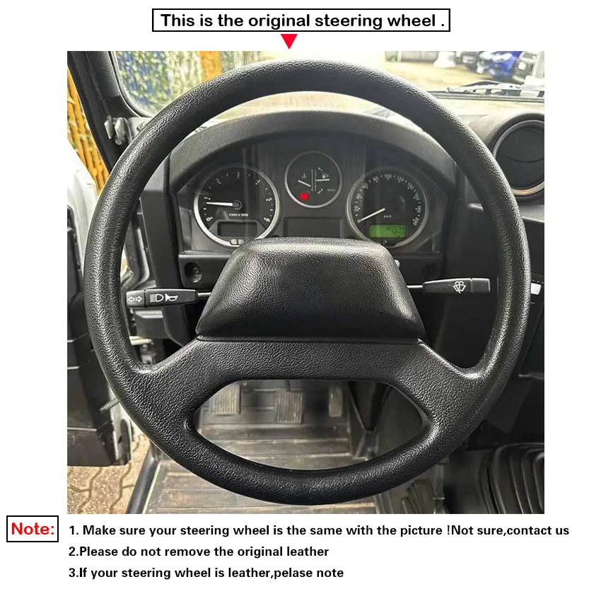 Black Faux Leather Car Steering Wheel Cover for Land Rover Defender 2000-2019