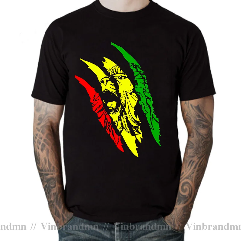 Fashion Lion Of Judah T shirt men Fantastic Bob Marley Reggae Music Rastafari Rasta T shirt Ethiopia Zion Lion King Tee Clothing