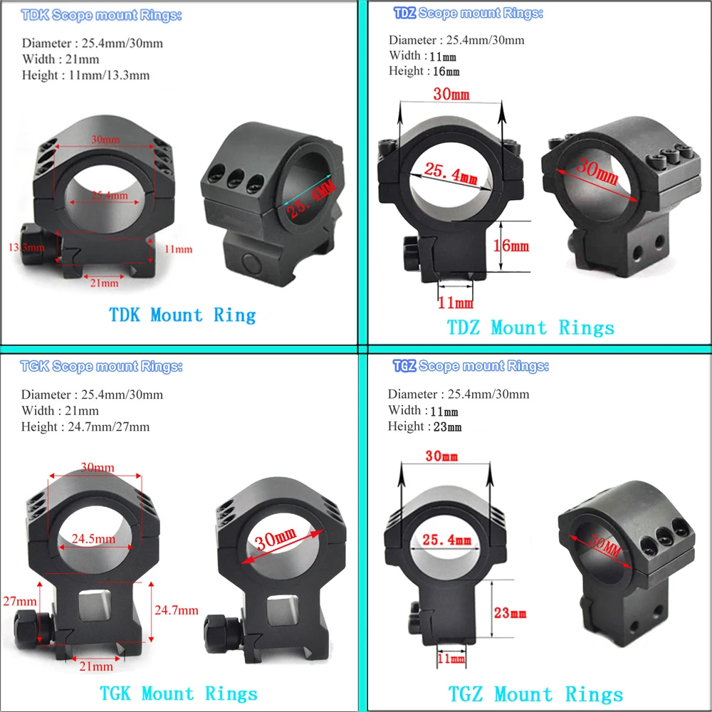 TOTEN 25.4mm 30mm Picatinny Scope Mount Ring 11mm 21mm Dovetail Rail For Hunting Target Practice Riflescope Bracket Accessories