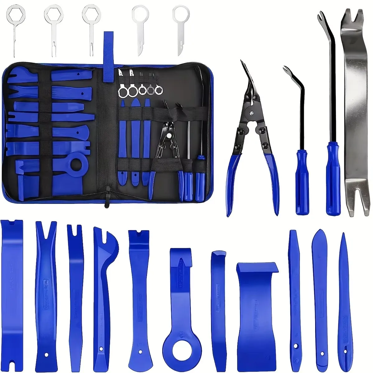 

19Pcs Trim Removal Tool Set & Clip Plier Upholstery Remover Nylon Motorcycle Panel Removal Set with Portable Storage Bag