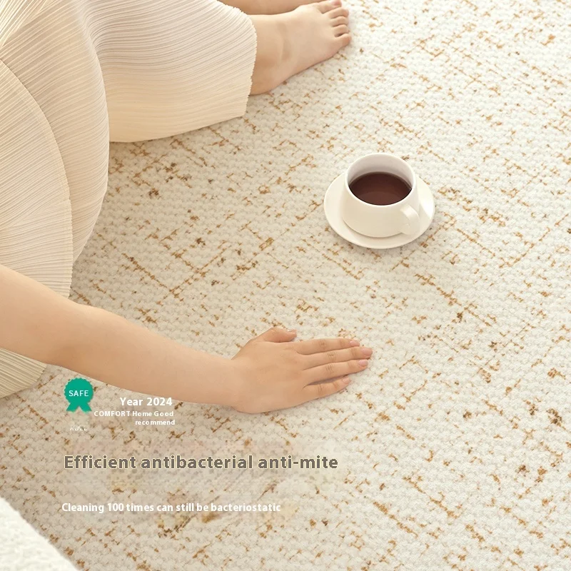 VIKAMA Carpet Living Room 2025 New Bedroom Cream Wind Solid Colour Waterproof No Care Floor Mat Washable Sofa Coffee Table