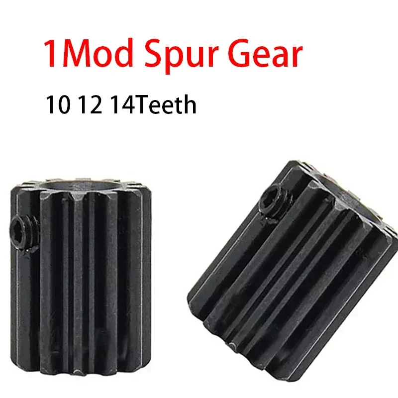 Leijiu 1pcs 1 Mod Pinion Gears 10t 12t 14t Bore 4 5 6 6.35 7mm 45# Steel Spur Gear Transmission Accessories Motor Parts