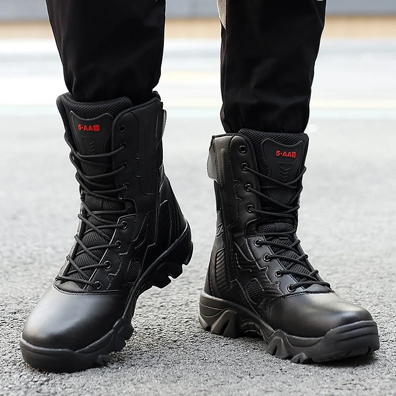 Male Work shoes high top Mens Motorcycle Ankle Boots Black Botas Outdoor mountaineering casual masculine shoes autumn boots