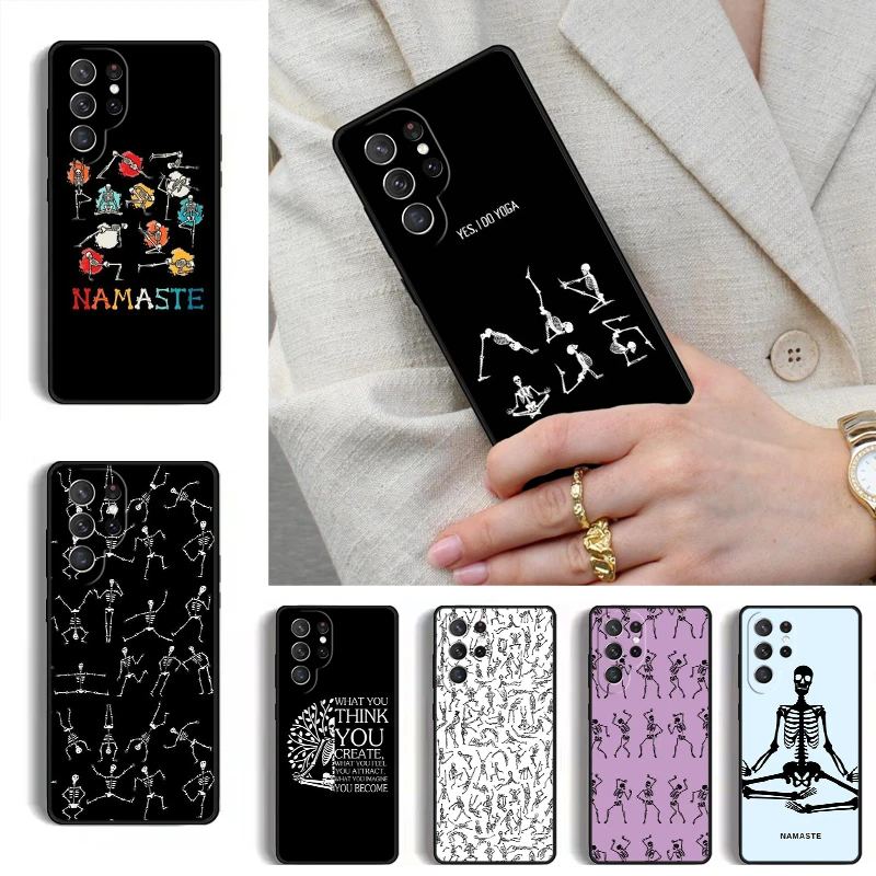 Skeleton Yoga Phone Case for Samsung Galaxy S26 S25 Ultra S24 S23 S22 S21 Plus Note 10 Bumper Cover