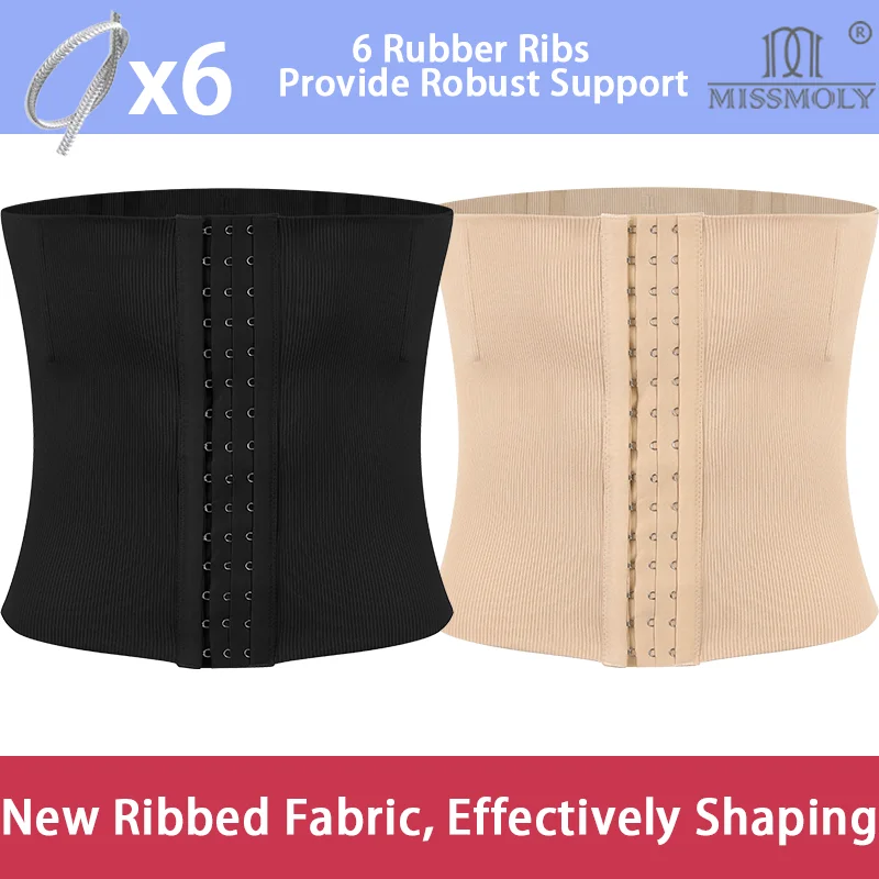 

Ребристый пояс Miss Moly для мужчин, 6 вещей, поддержка спины, тренажер для талии, корректирующее белье Faja, пояс для контроля живота, пояс для управления