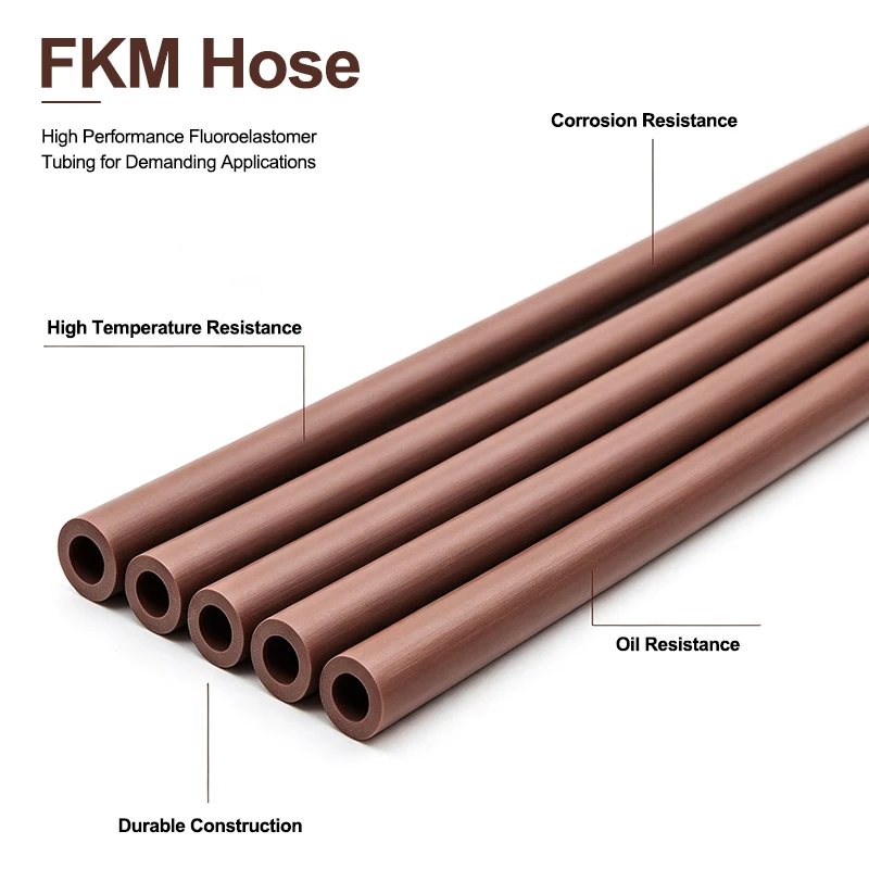 Brown Vitons FKM Fluororubber Tube High Temp Anti-Aging Fuel Hose ID 2-14mm Heat Oil Resist Auto Engine Chemical Liquid Convey