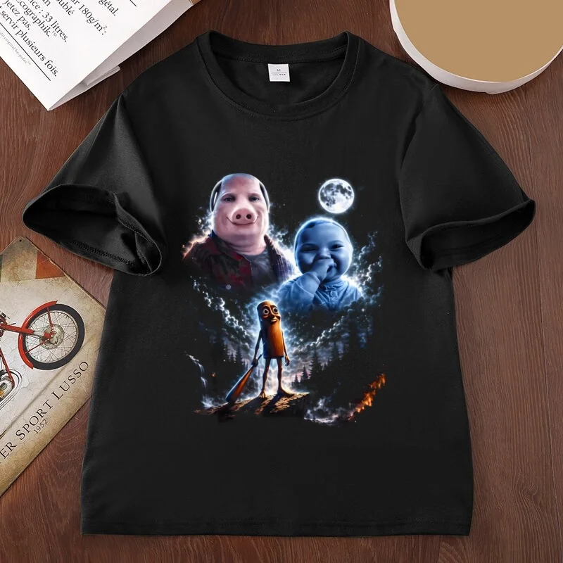 Funny Starry Sky Meme Print T-Shirt John Pork graphic T-Shirts Unisex Loose Casual Short Sleeve round neck t shirts clothing