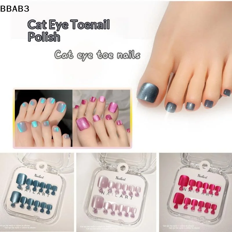 Nail Art Extension Cat Eye - 【B】10 Pcs/Box French Fake Nails Glossy