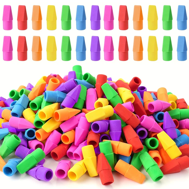 100/200PCS Random Color Pencil Top Eraser Creative Writing Correction Tool Desk Accessory School Class Reward Gift Wholesale ZYF