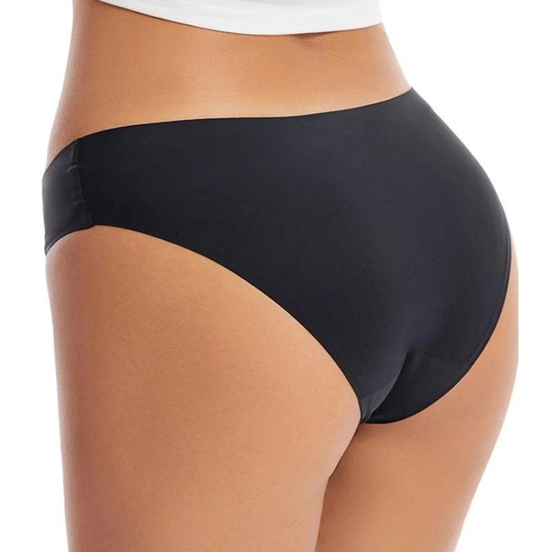 4Pcs Women's Panties Ice Silk Seamless Briefs Girls Solid Color Underwear Female Plus Size Panties Comfort Soft Sexy Lingeries image 3