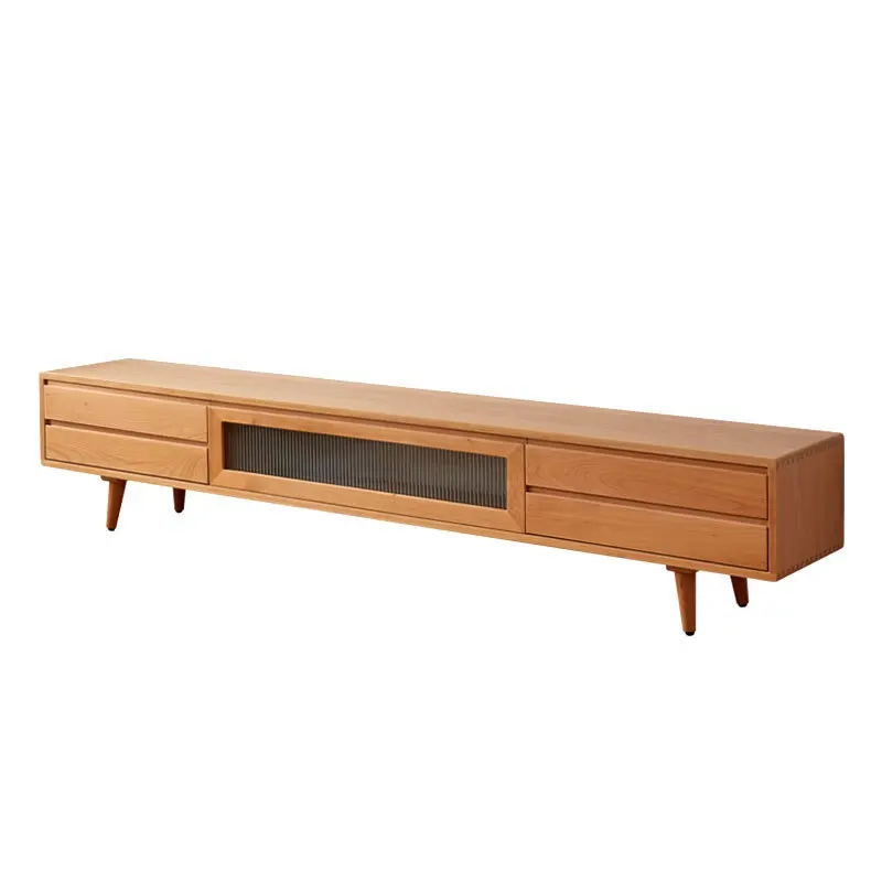 

Nordic simple solid wood, cherry wood TV cabinet modern, Japanese black walnut living room multi-function