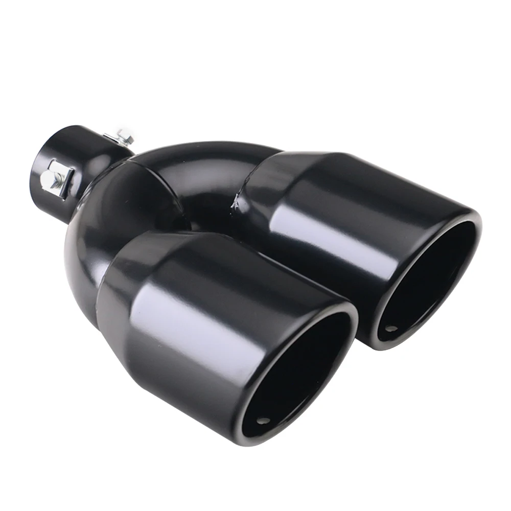 54mm Exhaust Tip Car modify 89mm Double Outlet Stainless Steel Tail Pipes Universal Exhaust Pipe