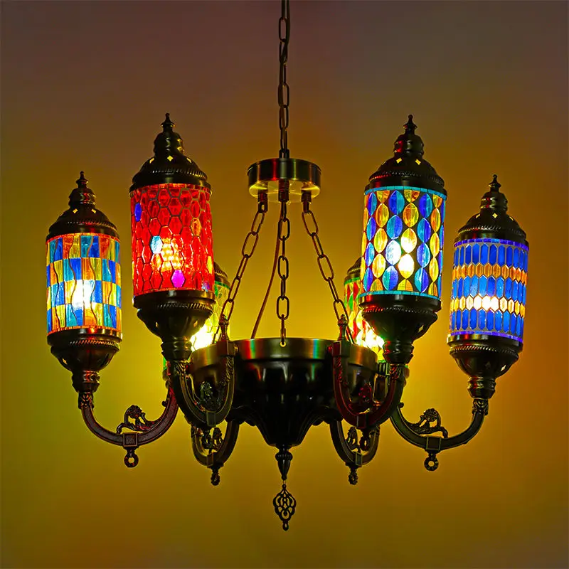 Exotic style retro wrought iron chandelier bar industrial style restaurant living room tea room