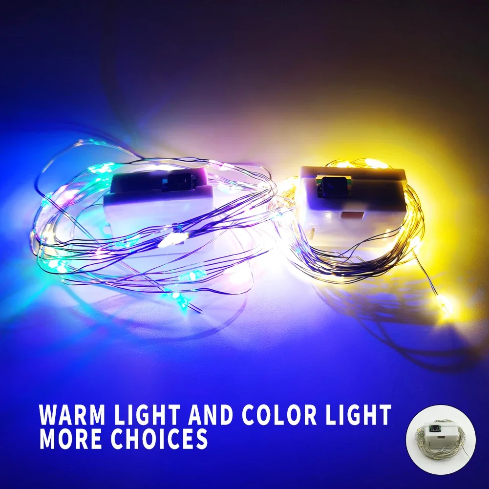 Imagem -04 - Warm White Multi String Iluminação Faça Você Mesmo Led Lights Modos Bateria Aniversários Presente de Natal Decorações do Feriado 2m 20leds 20 Pcs