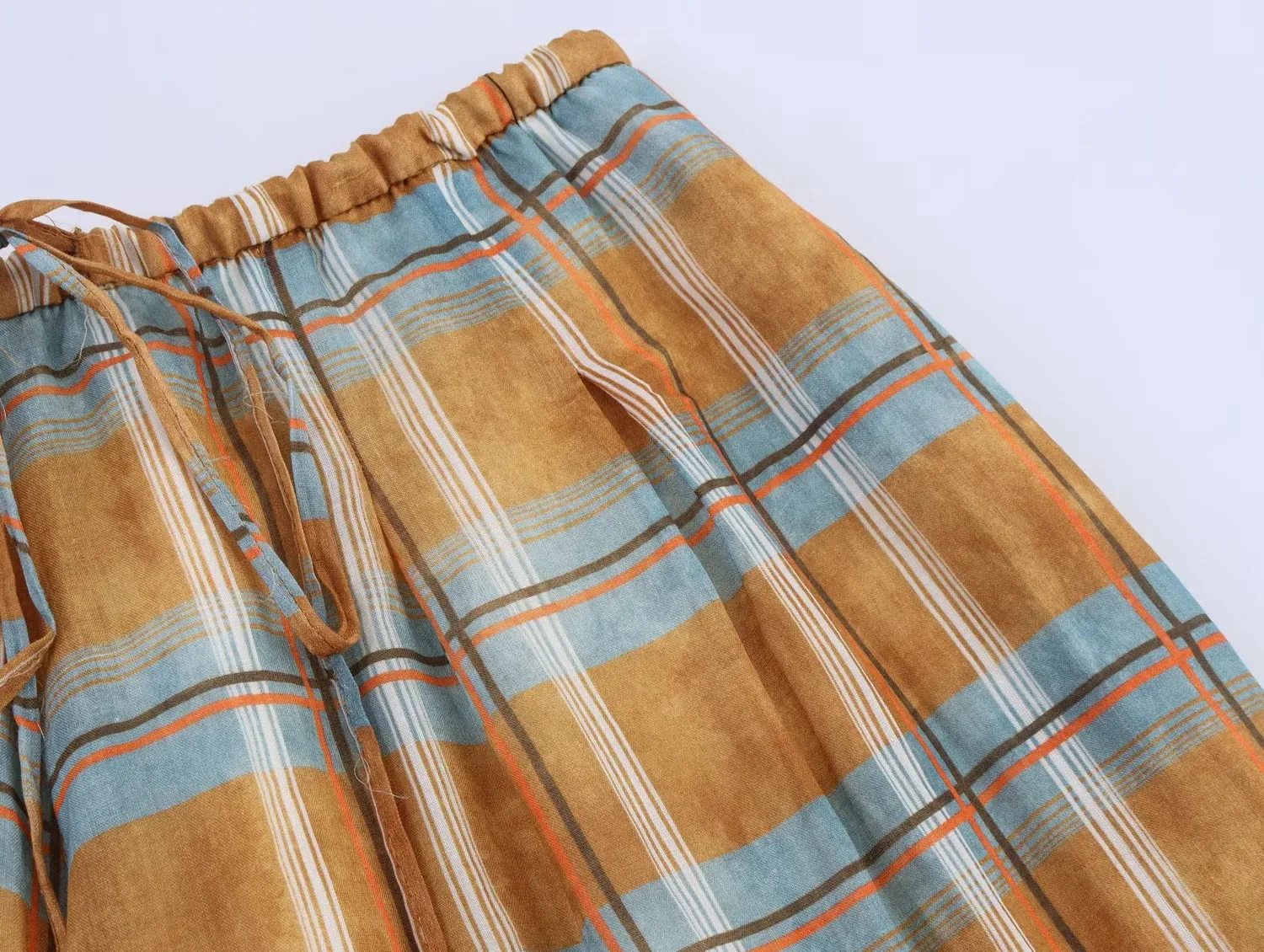 Frauen 2025, Herbst Mode Vielseitige Pumphose Plaid Gedruckt Lose Hosen Weibliche High-Taille Kordelzug Casual Hosen – Detail 14