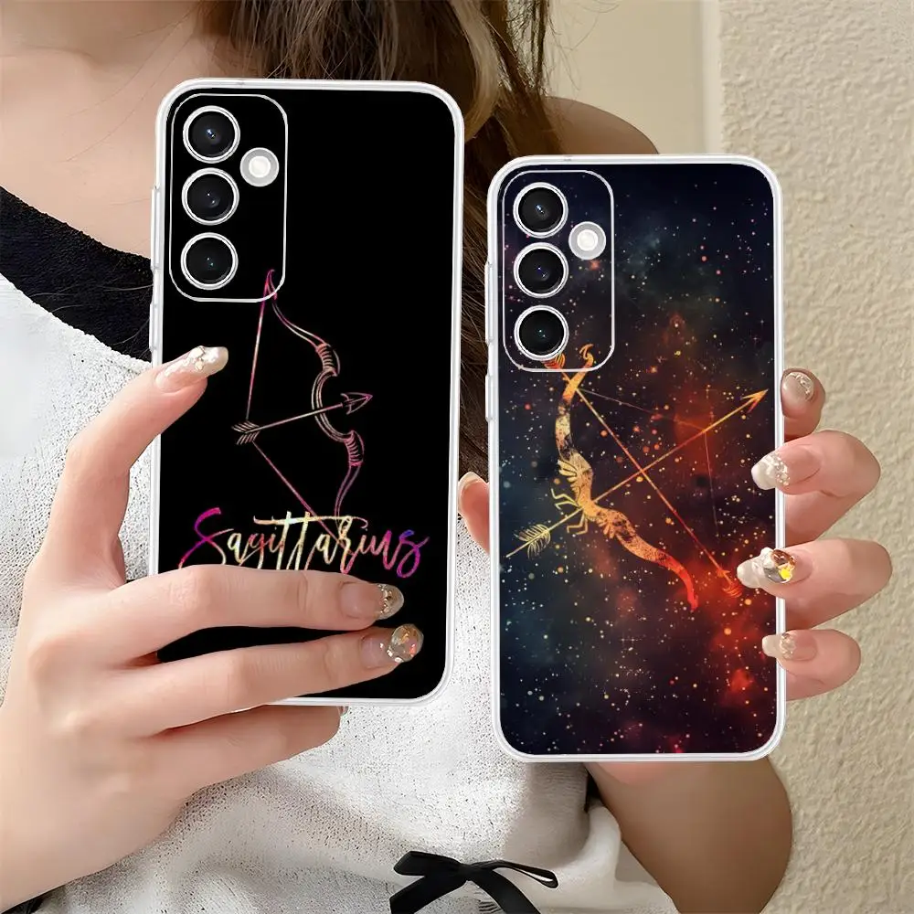 

Чехол для телефона со знаком зодиака Стрельца для Samsung Galaxy S25 S24 S23 S22 S21Plus FE, ультра прозрачный цветной чехол для смартфона, роскошный