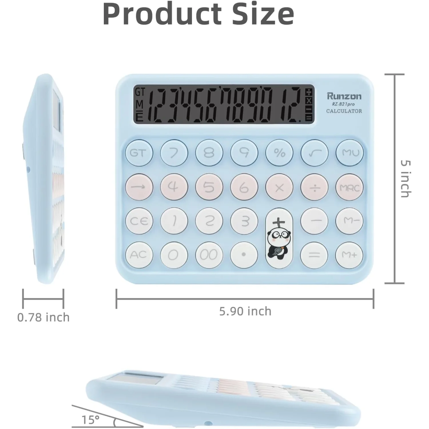 

Cute Desktop Calculator Large, Big Buttons Standard Calculators with 12-Digit LCD Display for Office, Teachers, and Students (G