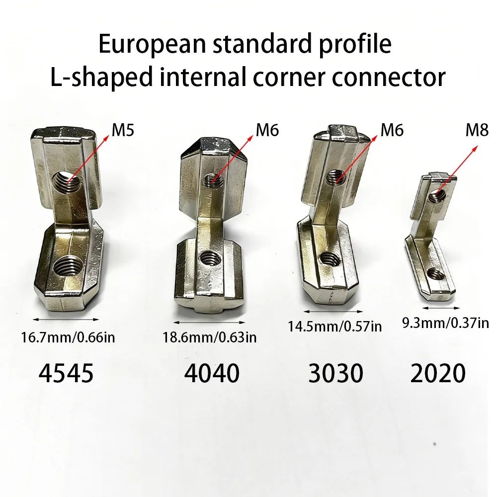 European Standard Aluminum Profile L-Shaped Internal Corner Connectors,Available in Four Specifications: 2020,3030,4040,and 4545
