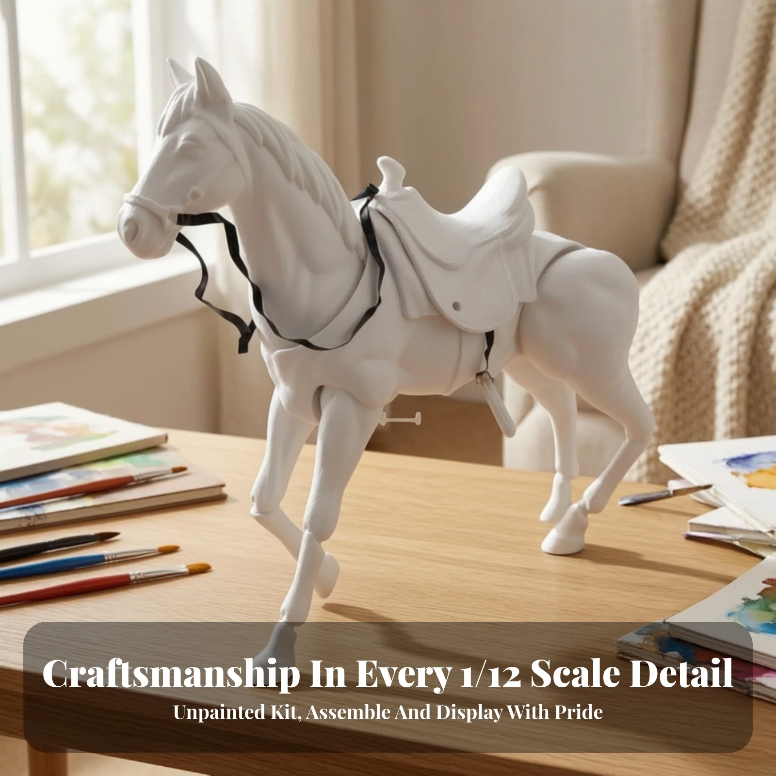 Articulated Horse Model Realistic Articulated Horse Figure Toy Customizable Display for Hobbyists, Painting Practice, Shelves