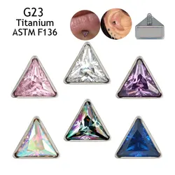 Fashion ASTM F136 Titanium Jewelry Nose Studs Set 5A zircon Triangle Earrings Ear Tragus Piercing Punk Rings Labret Lip PIERC