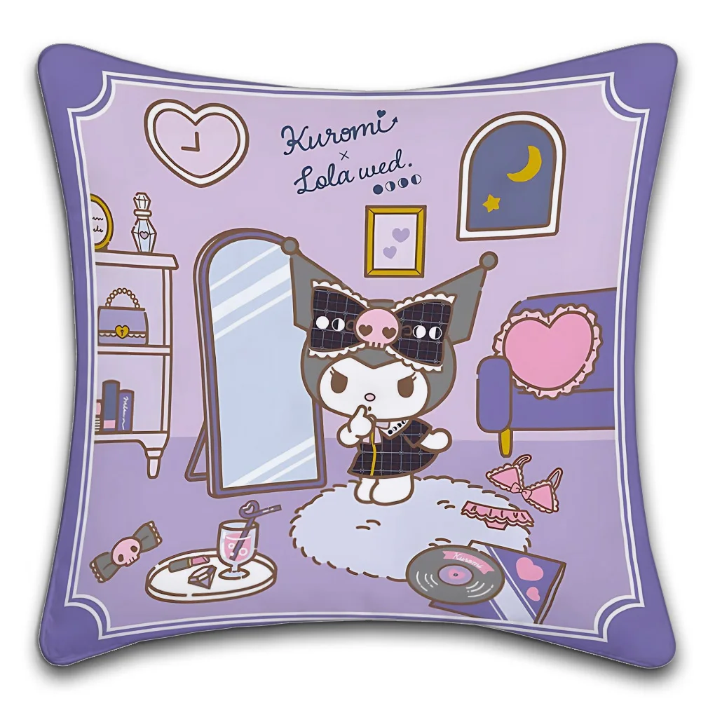 1PC Kuromi Sanrio Cartoon  Pillow Case Suitable For Bedrooms Living Rooms Cars Home Decoration Cushion Cover Fashion