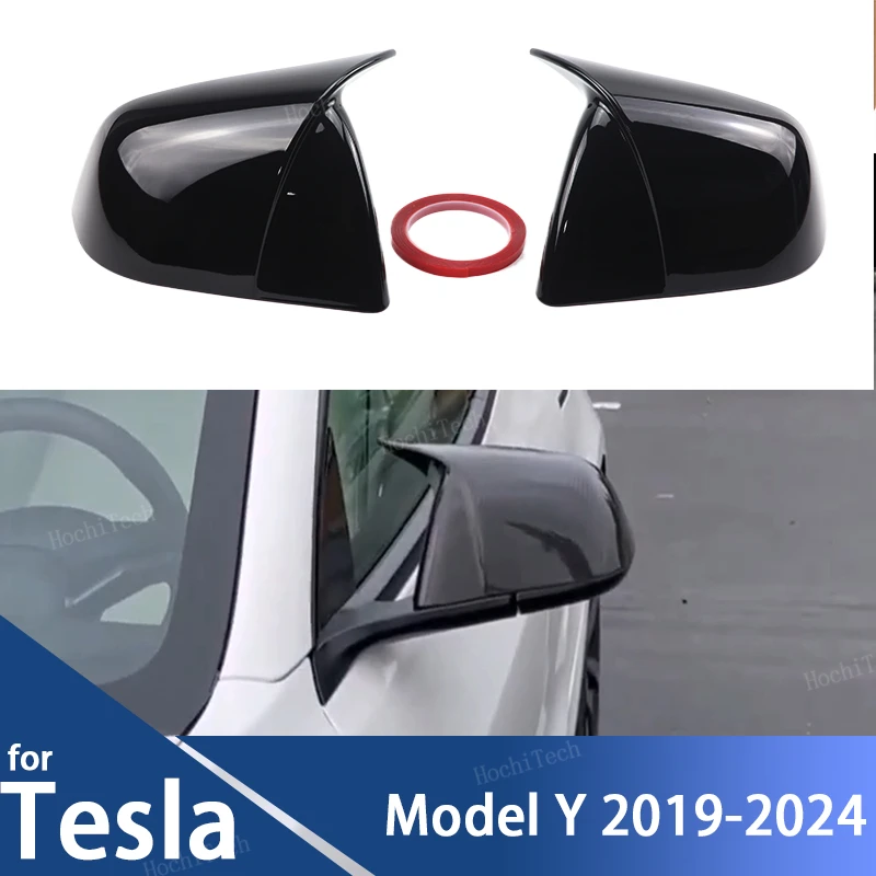 

Black Horn shape mirror cover mirror cover Overlay add-on for Tesla ModelY Model Y 2019-2024 Exterior Accessories