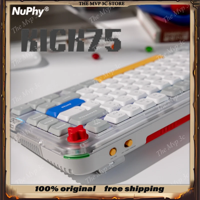 

Sales NuPhy Kick75 Three Mode Mechanical Keyboard High Switch Low Switch Switchable Gaming Keyboard With Knob RGB Light Hot Swap