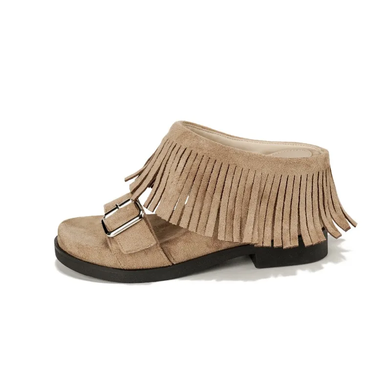 Women Slipper 9cm Height Increase Wedges Heel Cool Slippers Summer Bohemian Vacation Style Beach Slipper Fringed Designer Slides