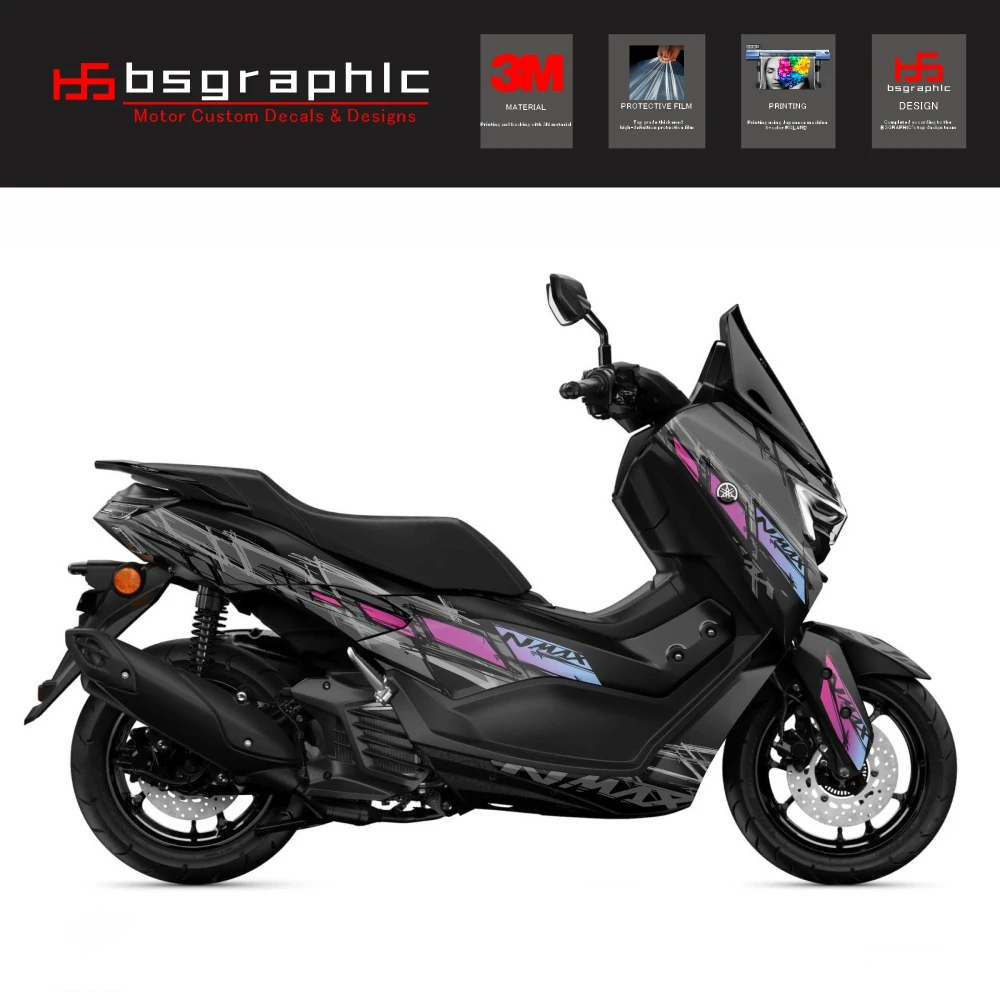 

for Yamaha Nmax125 Nmax160 2025-2026 Motorcycle Body Fairing Protective Sticker Decal Maxiscooter Channel Graphic Kit Pink