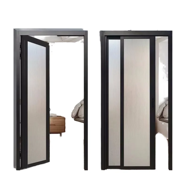 

Modern Waterproof PT Glass Door Interior Security Swing Sliding Entry Door for Bedroom Kitchen Tempered Graphic Design for Homes