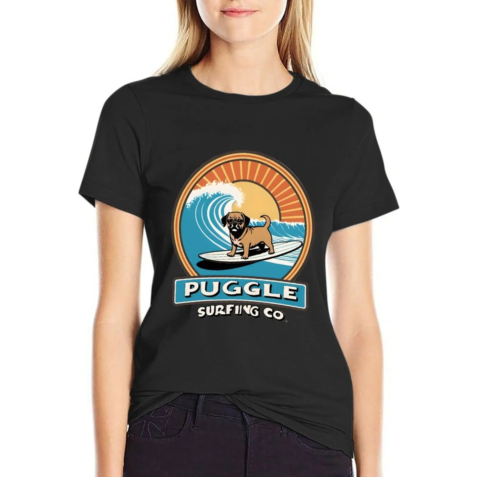 Puggle Surfing Co. T-Shirt sports fans female blanks T-shirts for Women