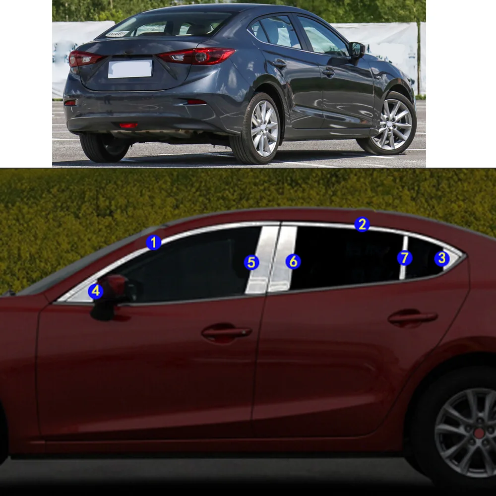 

Car Sticker Garnish Pillar Window Middle Strip Trim Frame Hoods For Mazda 3 Mazda3/Axela 2014 2015 2016 2017 2018 2019