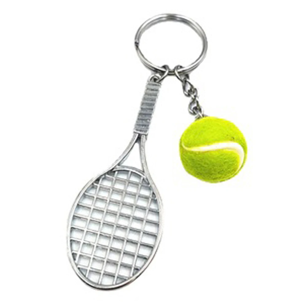 for Teenager for Gifts Car Key Chain Metal Pendant 6 color Sports Key Chain Tennis Racket Keychain Mini Keychain Tennis Ball
