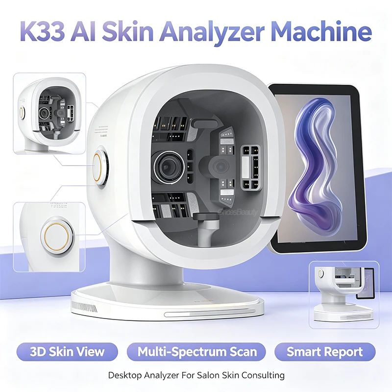 AI Intelligent Skin Analyzer K33 Professional Facial Skin Detector 15.6 Inch Screen Digital Skin Analysis Machine With Handpiece