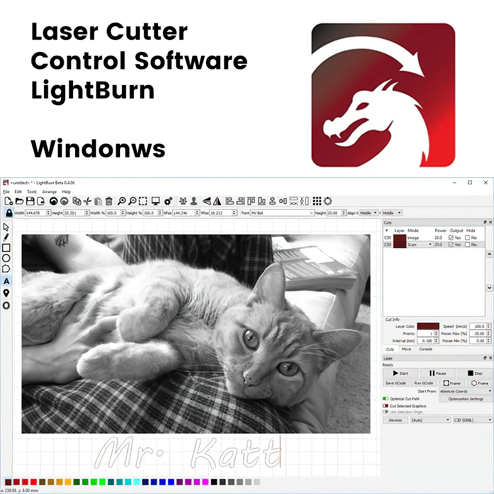 Tyvok LightBurn Software License key Laser Engraving/Cutting Core License  GCode Controller With All Brands Core License