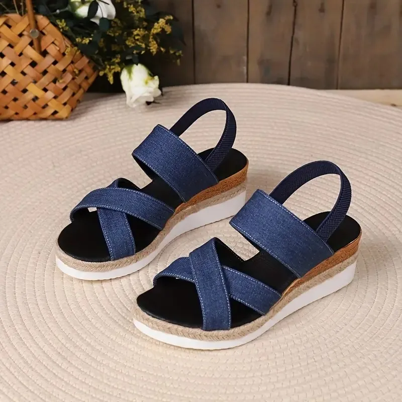 Wedge Sandals Women 2024 Summer New Fashion Shoes for Women Casual Non-slip Peep Toe Platform Buckle Elegant Sandals Female