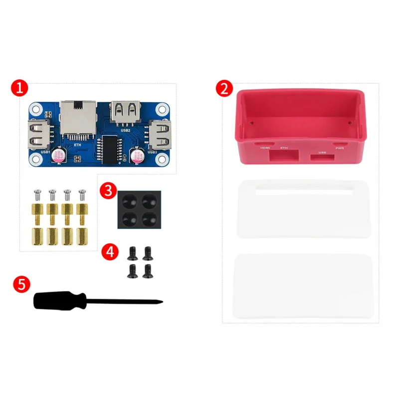 이더넷 USB 확장 보드 허브, RJ45 모듈 박스 스타터 키트, RPI 0 0W 라즈베리 파이 제로 2 W 2 W W2 WH 케이스 포함