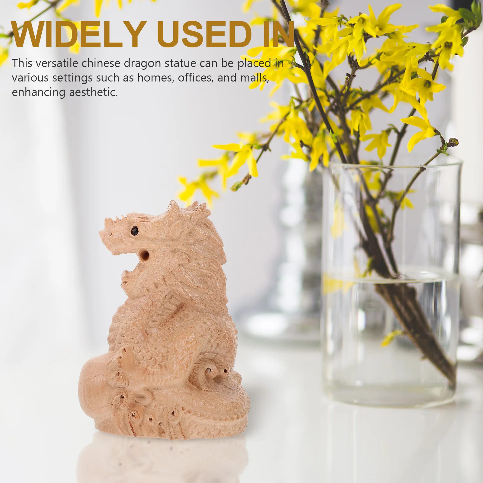 

Wooden Dragon Craft Carved Dragon Statue Desktop Ornament Table Decoration Chinese Luck Prosperity Decor Office Decor