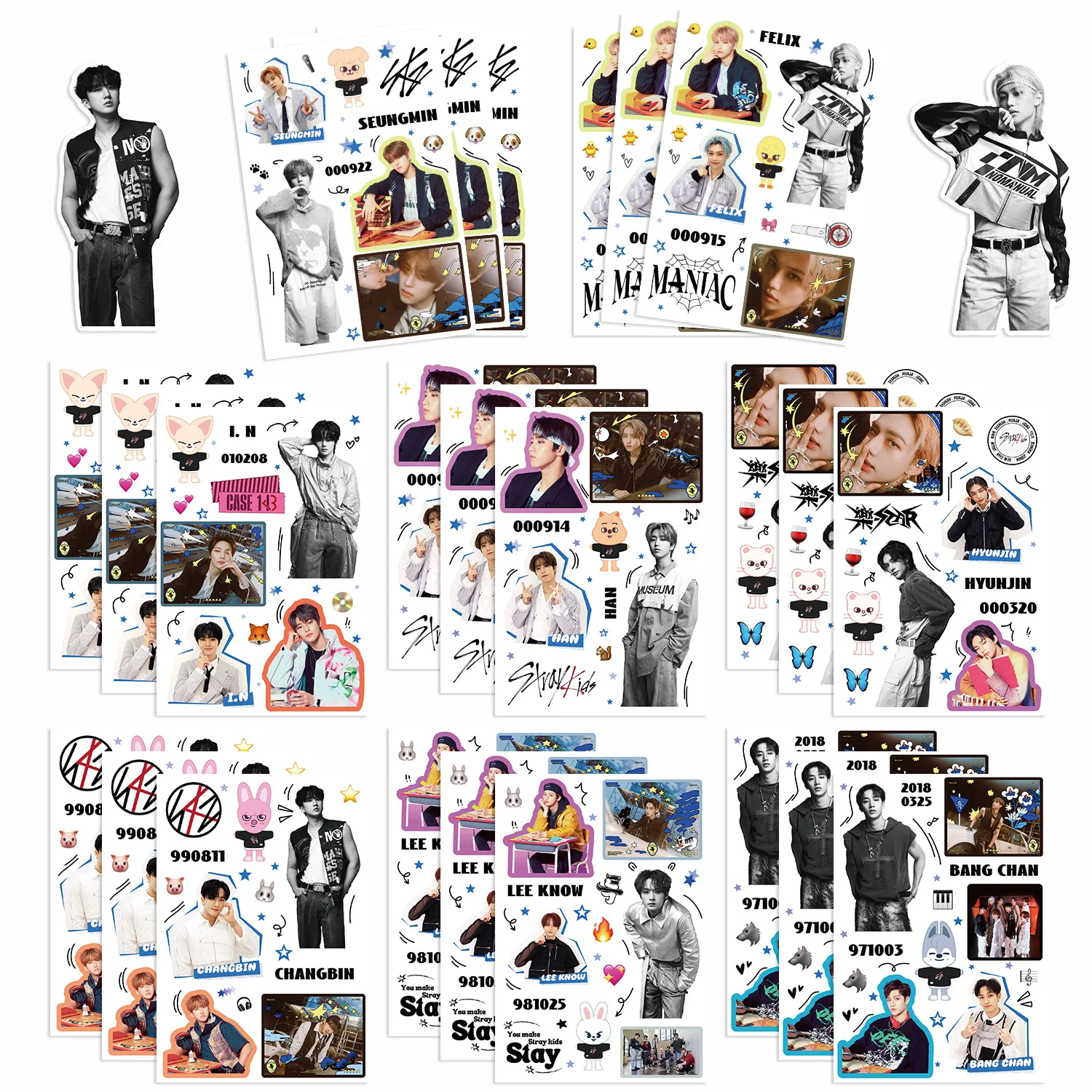 8PCS Korean Boy Band Wandering Children Stickers, Waterproof Diary, Hand Account Stickers, GuKa Stickers, DIY Decorative Sticker