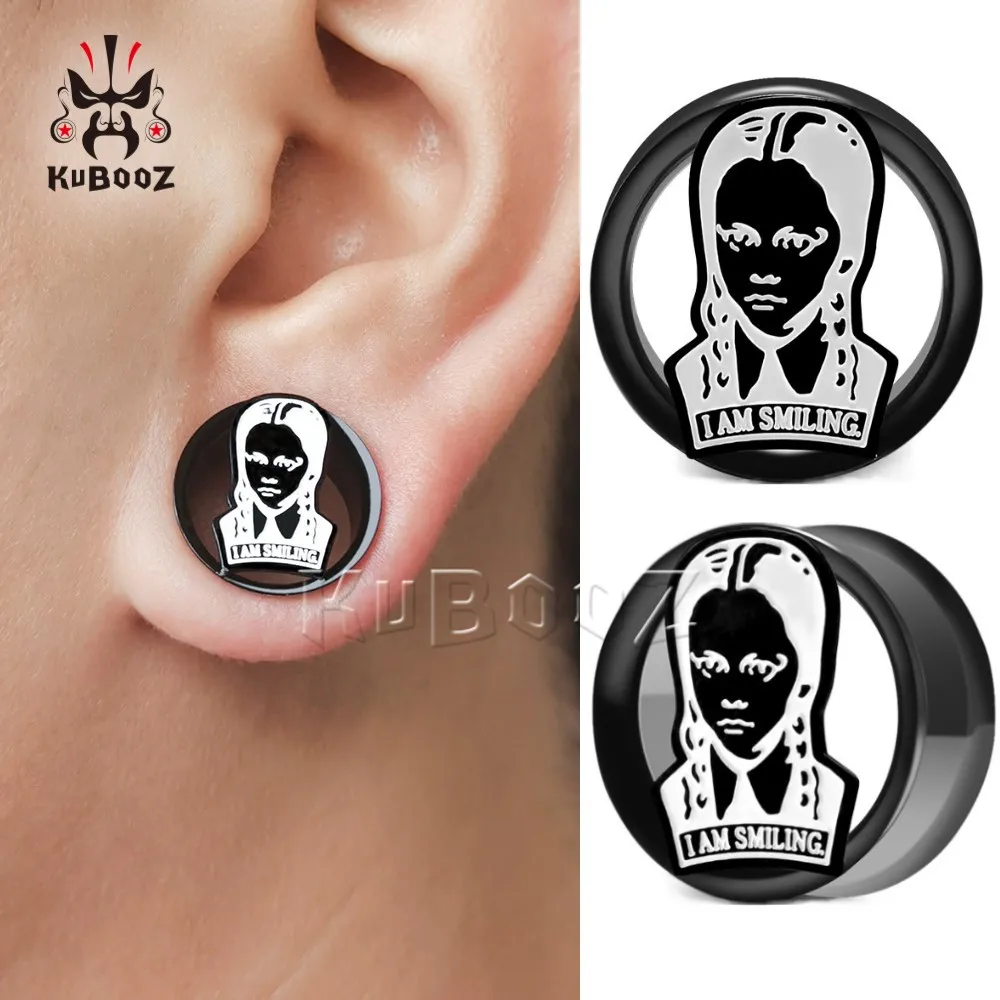 Wholesale Price Stainless Steel Smiling Girl Ear Tunnels Gauges Plugs Earrings Piercing Body Jewelry Expanders Stretchers 28PCS