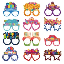 12pcs Birthday Party paper Glasses Funny Candle Happy Birthday photo Glasses Kids Favors Birthday party decor Photo Booth Props