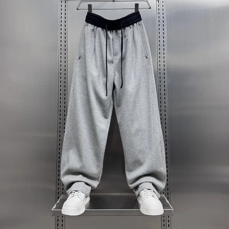 Men's All-match Fashion Sweatpants Trendy Brand Contrasting Color Stitching Straight Casual Pants Loose Korean Style Wide Legs