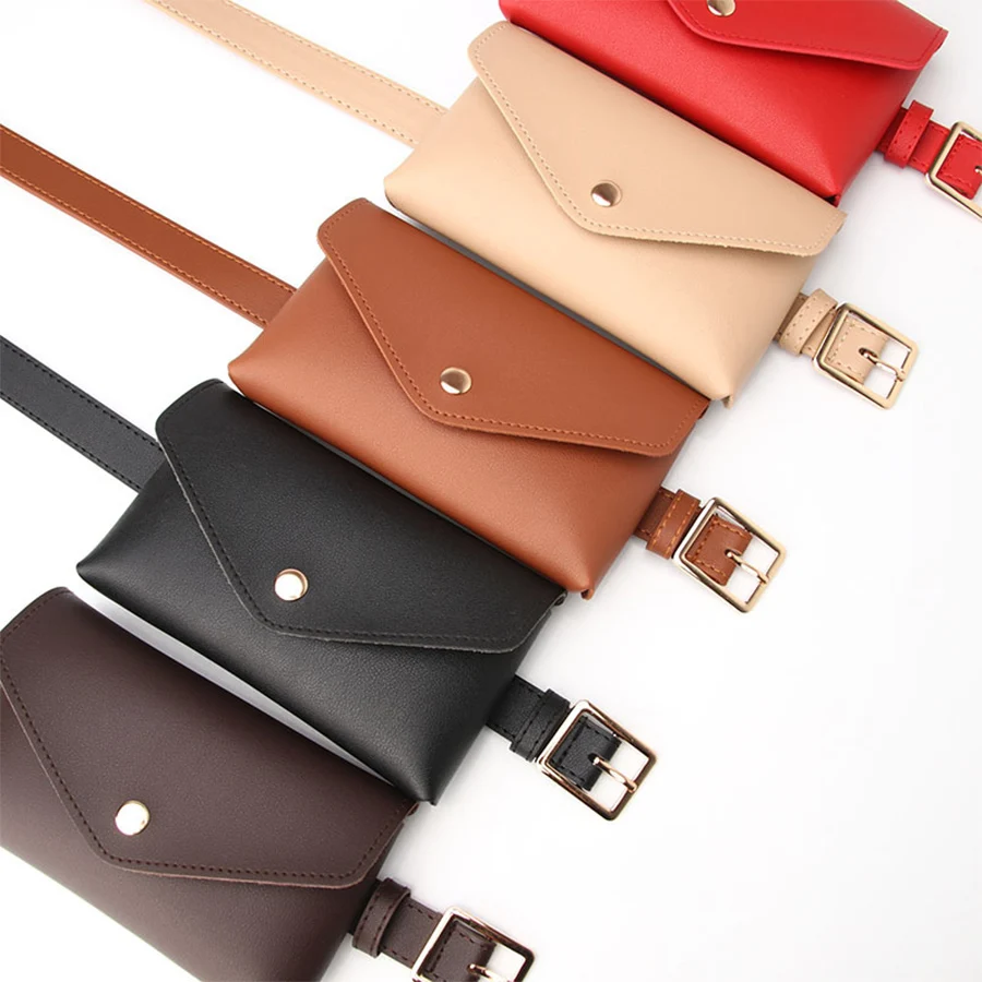 

New Waist Bag PU Leather Fanny Pack Femal Belt Coin Pouch Small Chest Pack Bags Vintage Women Decoration Belt Messenger Bags Sac