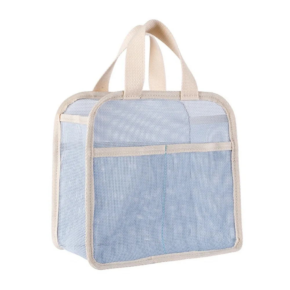 

Simple PVC Mesh Makeup Bag Solid Color Large Capacity Makeup Pouch with Handle Breathable Toiletry Storage Bag Women